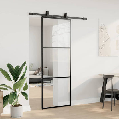 Schuifdeur met beslagset 76x205 cm ESG glas zwart