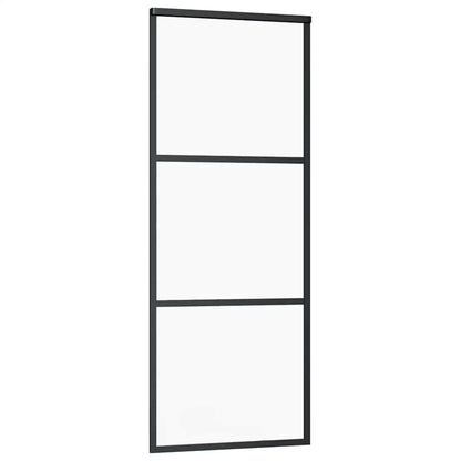 Schuifdeur met beslagset 76x205 cm ESG glas zwart