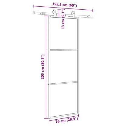 Schuifdeur met beslagset 76x205 cm ESG glas zwart