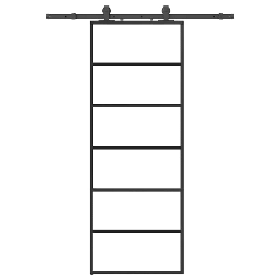 Schuifdeur met beslagset 76x205 cm ESG glas zwart