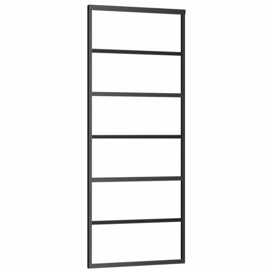 Schuifdeur met beslagset 76x205 cm ESG glas zwart