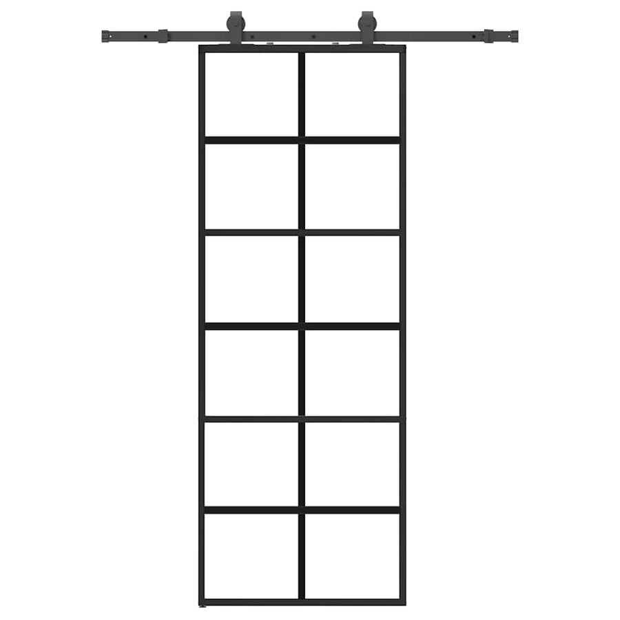 Schuifdeur met beslagset 76x205 cm ESG glas zwart