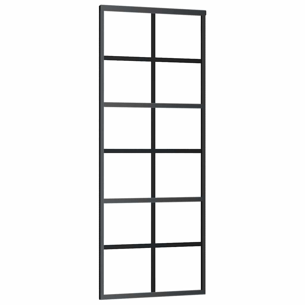 Schuifdeur met beslagset 76x205 cm ESG glas zwart