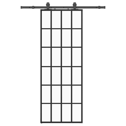 Schuifdeur met beslagset 76x205 cm ESG glas zwart