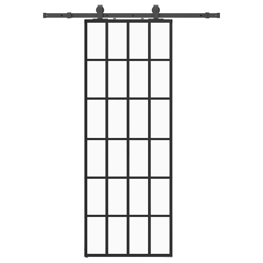 Schuifdeur met beslagset 76x205 cm ESG glas zwart