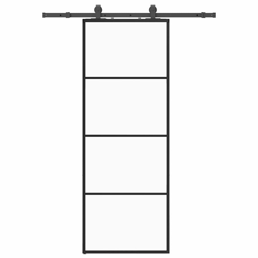 Schuifdeur met beslagset 76x205 cm ESG glas zwart