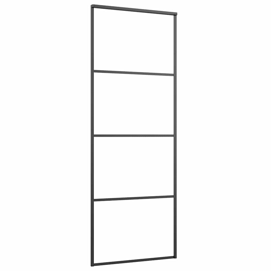 Schuifdeur met beslagset 76x205 cm ESG glas zwart