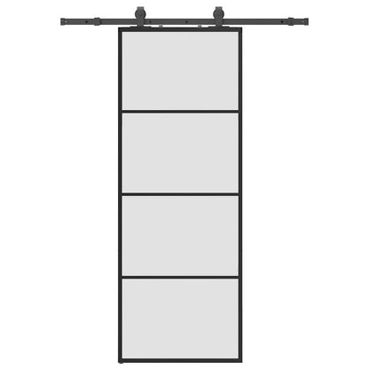 Schuifdeur met beslagset 76x205 cm ESG glas zwart