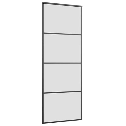 Schuifdeur met beslagset 76x205 cm ESG glas zwart