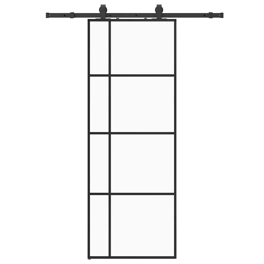 Schuifdeur met beslagset 76x205 cm ESG glas zwart