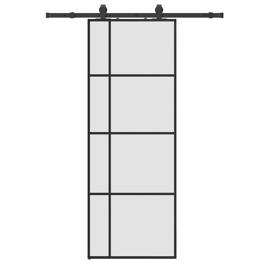 Schuifdeur met beslagset 76x205 cm ESG glas zwart