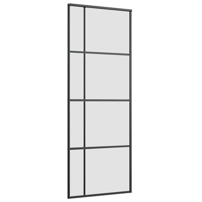 Schuifdeur met beslagset 76x205 cm ESG glas zwart