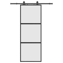 Schuifdeur met beslagset 76x205 cm gehard glas zwart