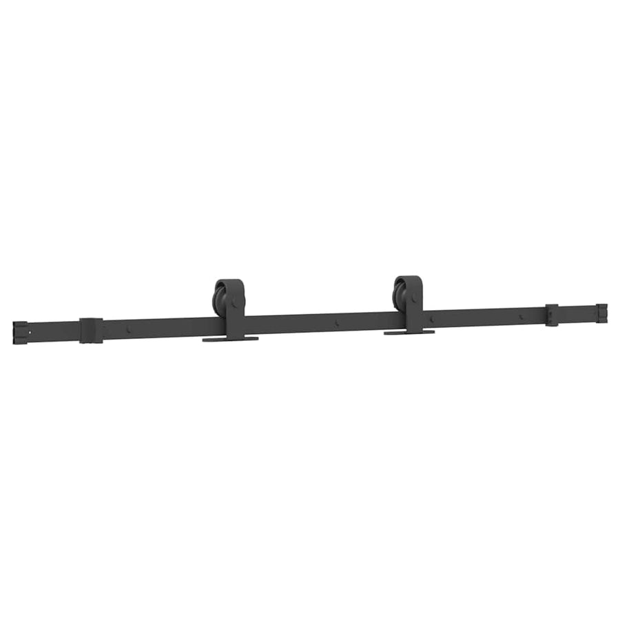 Schuifdeur met beslagset 76x205 cm gehard glas zwart