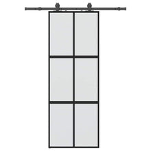 Schuifdeur met beslagset 76x205 cm gehard glas zwart