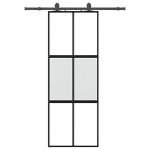 Schuifdeur met beslagset 76x205 cm gehard glas zwart