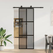 Schuifdeur met beslagset 76x205 cm glas zwart