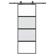Schuifdeur met beslagset 76x205 cm gehard glas zwart