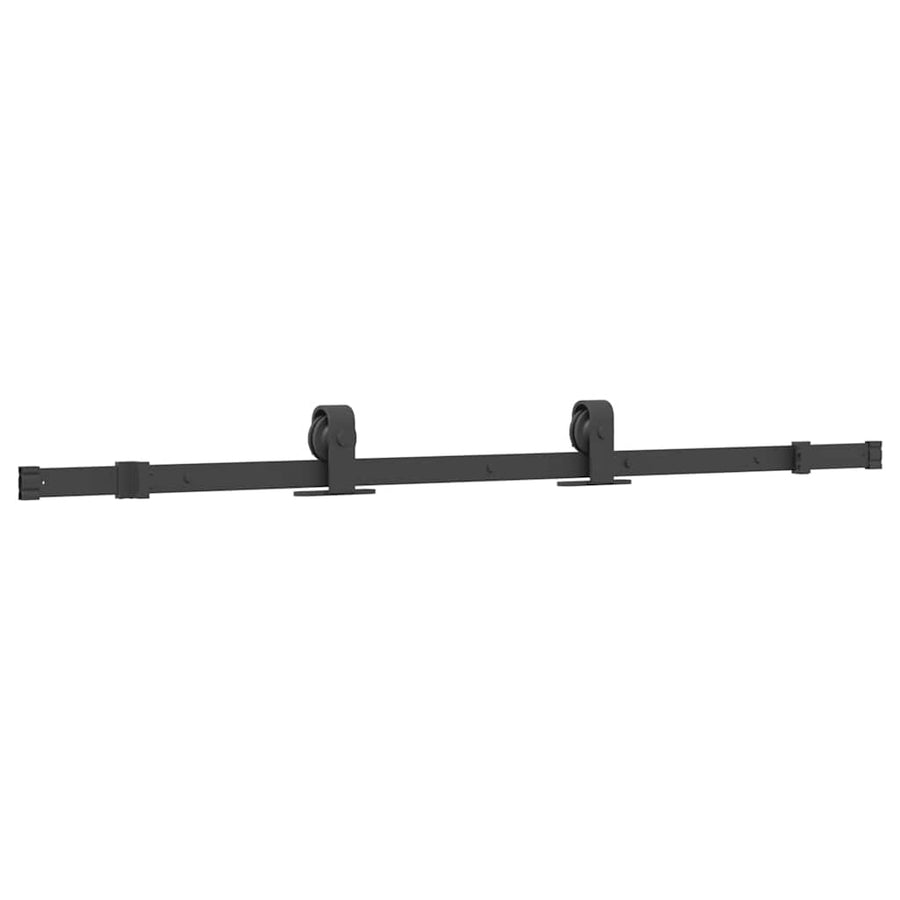 Schuifdeur met beslagset 76x205 cm gehard glas zwart