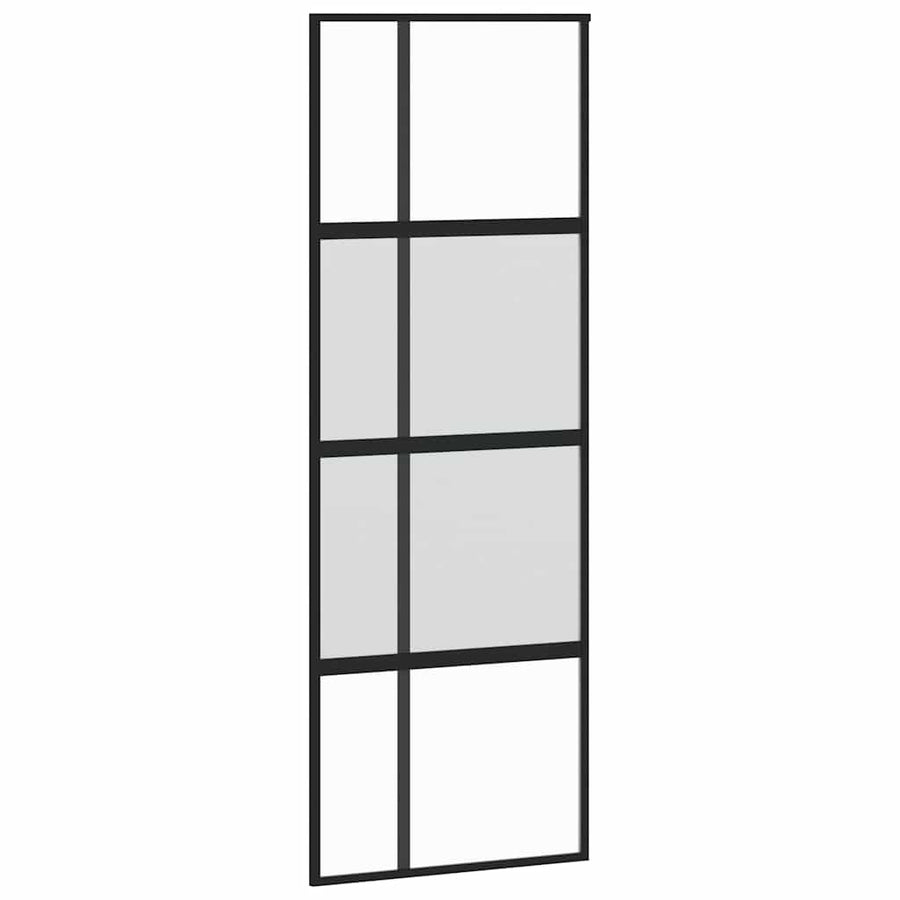 Schuifdeur met beslagset 76x205 cm gehard glas zwart