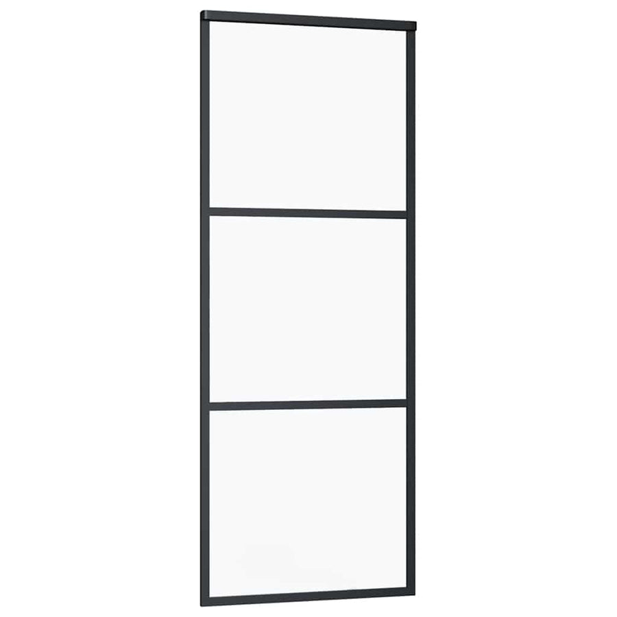 Schuifdeur met beslagset 76x205 cm ESG glas zwart