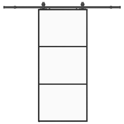 Schuifdeur met beslagset 90x205 cm ESG glas zwart