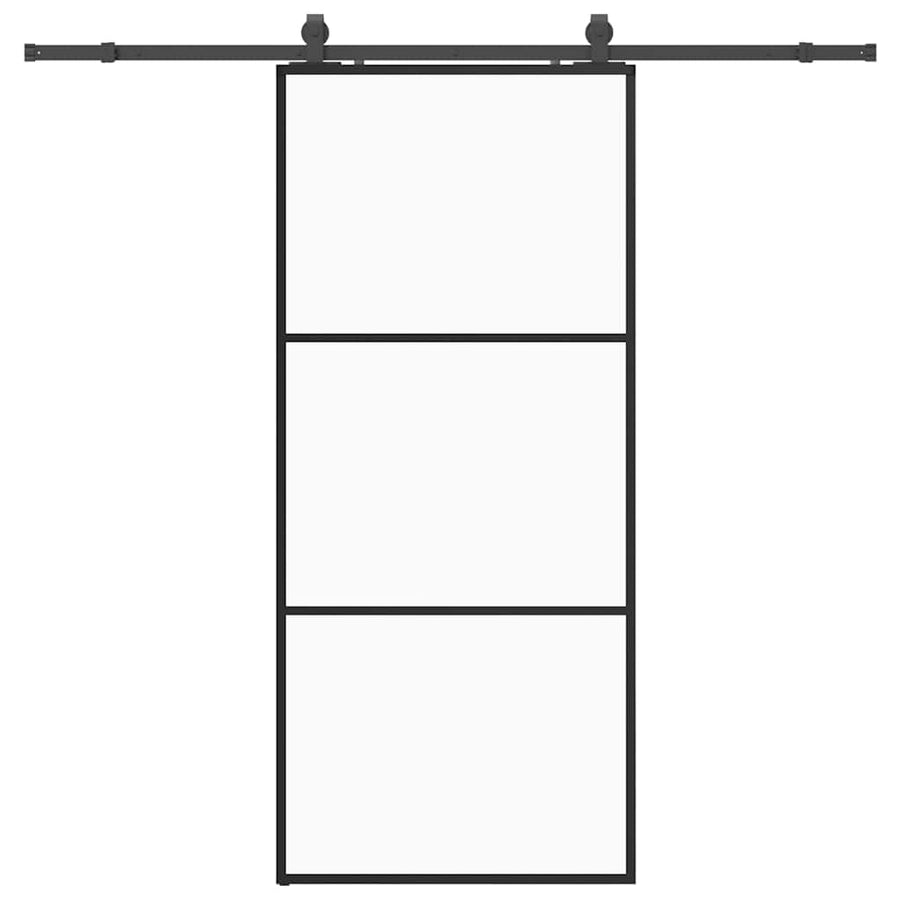 Schuifdeur met beslagset 90x205 cm ESG glas zwart