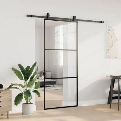 Schuifdeur met beslagset 90x205 cm ESG glas zwart