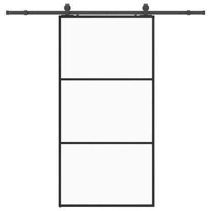 Schuifdeur met beslagset 102x205 cm ESG glas zwart