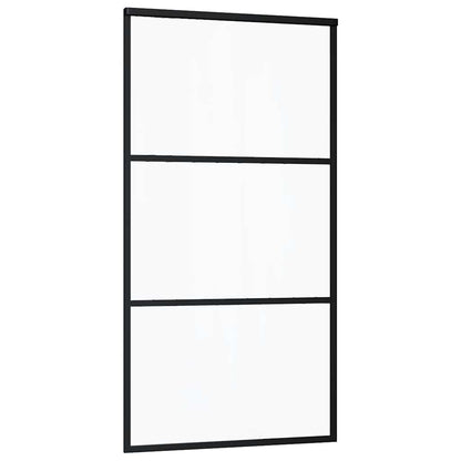 Schuifdeur met beslagset 102x205 cm ESG glas zwart