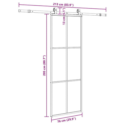 Schuifdeur met beslagset 76x205 cm ESG glas zwart