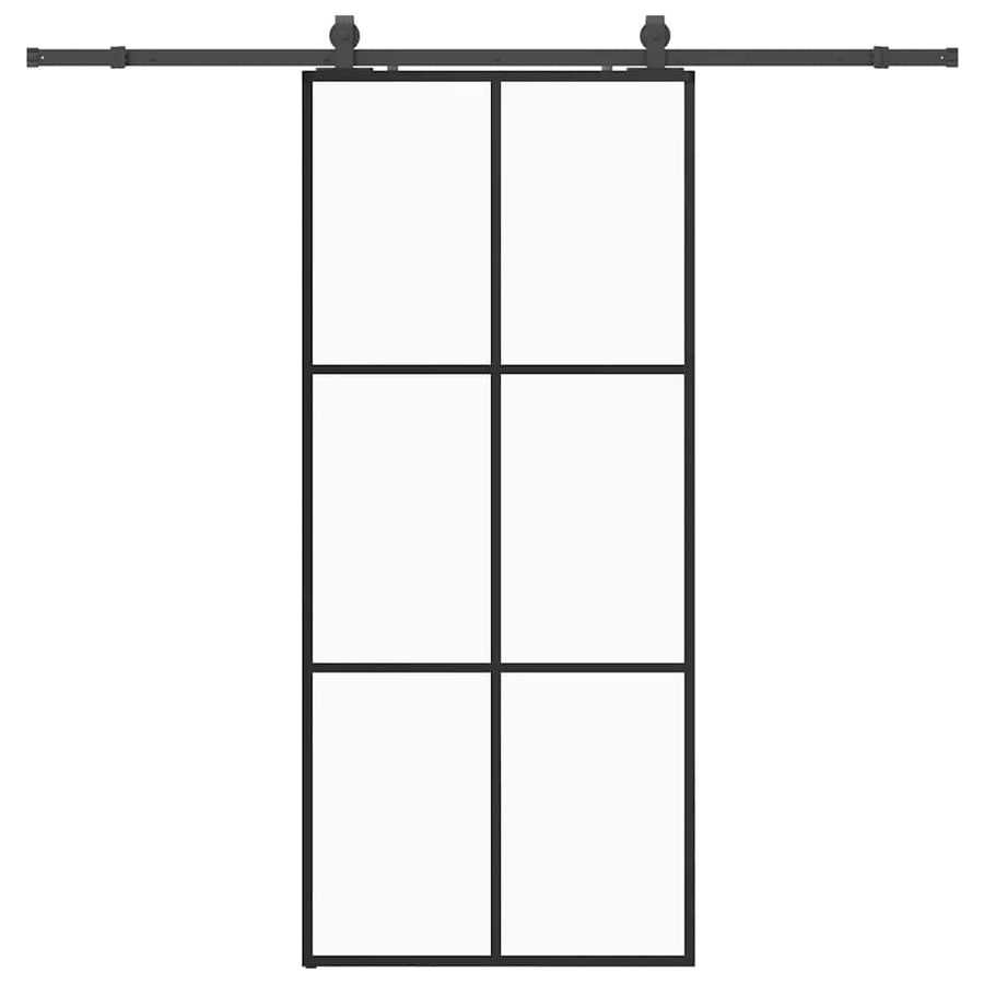 Schuifdeur met beslagset 90x205 cm ESG glas zwart