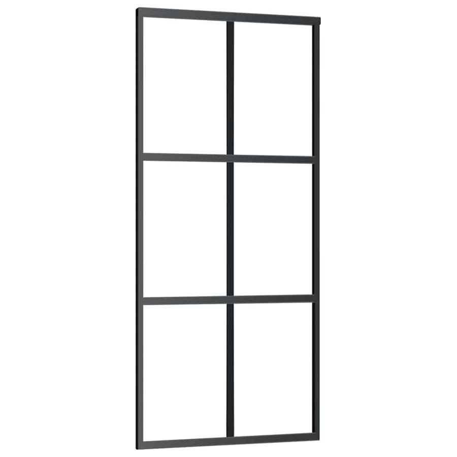 Schuifdeur met beslagset 90x205 cm ESG glas zwart