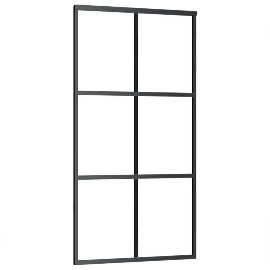 Schuifdeur met beslagset 102x205 cm ESG glas zwart