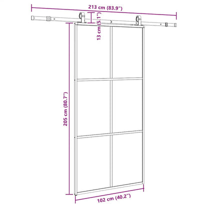 Schuifdeur met beslagset 102x205 cm ESG glas zwart