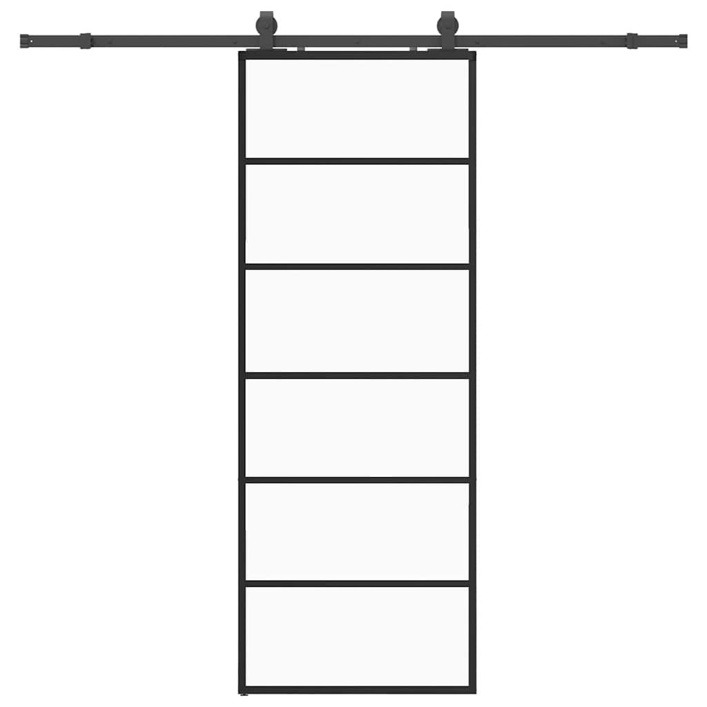 Schuifdeur met beslagset 76x205 cm ESG glas zwart
