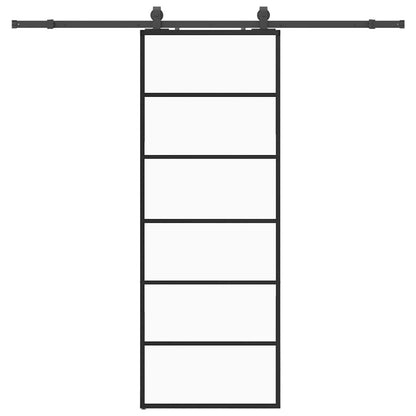 Schuifdeur met beslagset 76x205 cm ESG glas zwart