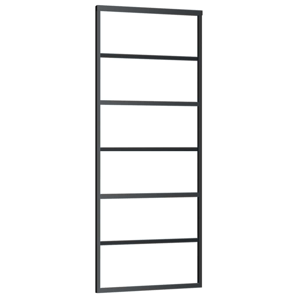 Schuifdeur met beslagset 76x205 cm ESG glas zwart