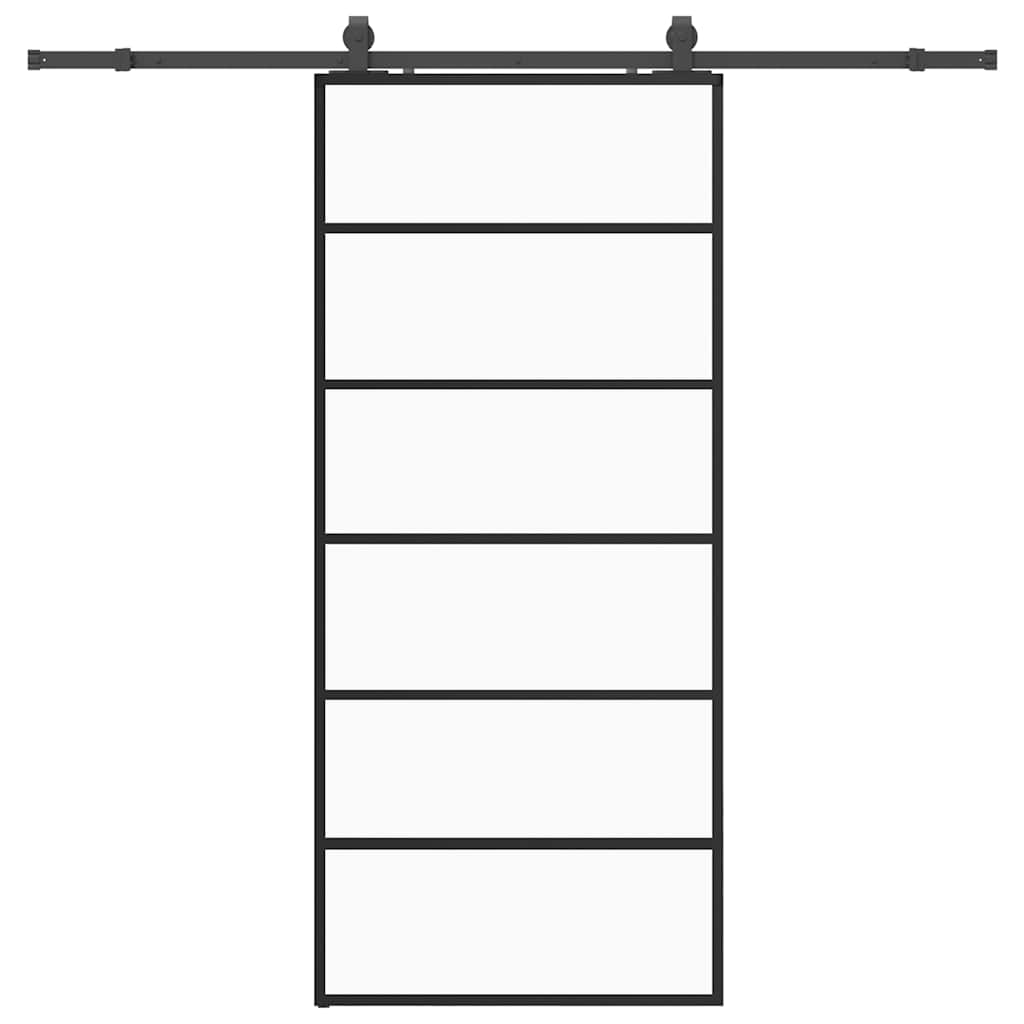 Schuifdeur met beslagset 90x205 cm ESG glas zwart