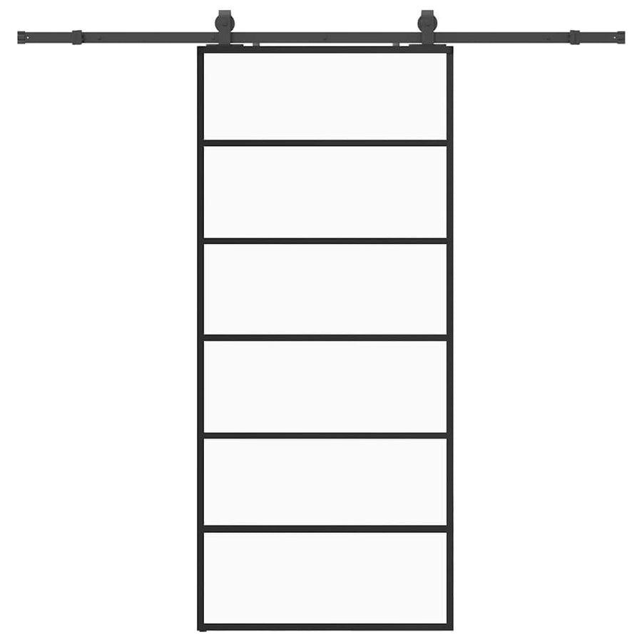 Schuifdeur met beslagset 90x205 cm ESG glas zwart