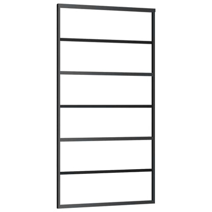 Schuifdeur met beslagset 102x205 cm ESG glas zwart