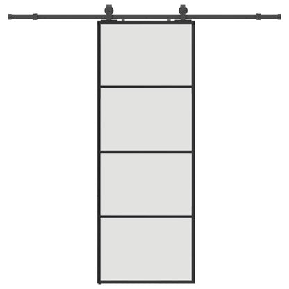 Schuifdeur met beslagset 76x205 cm ESG glas zwart