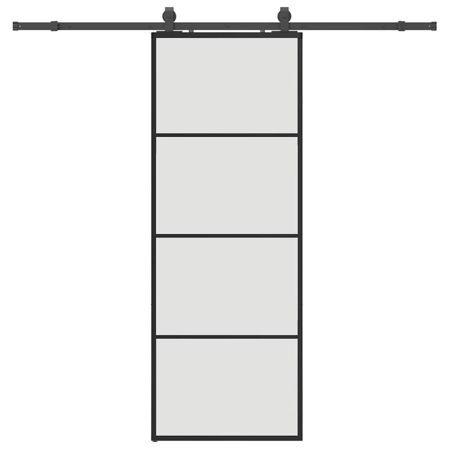 Schuifdeur met beslagset 76x205 cm ESG glas zwart
