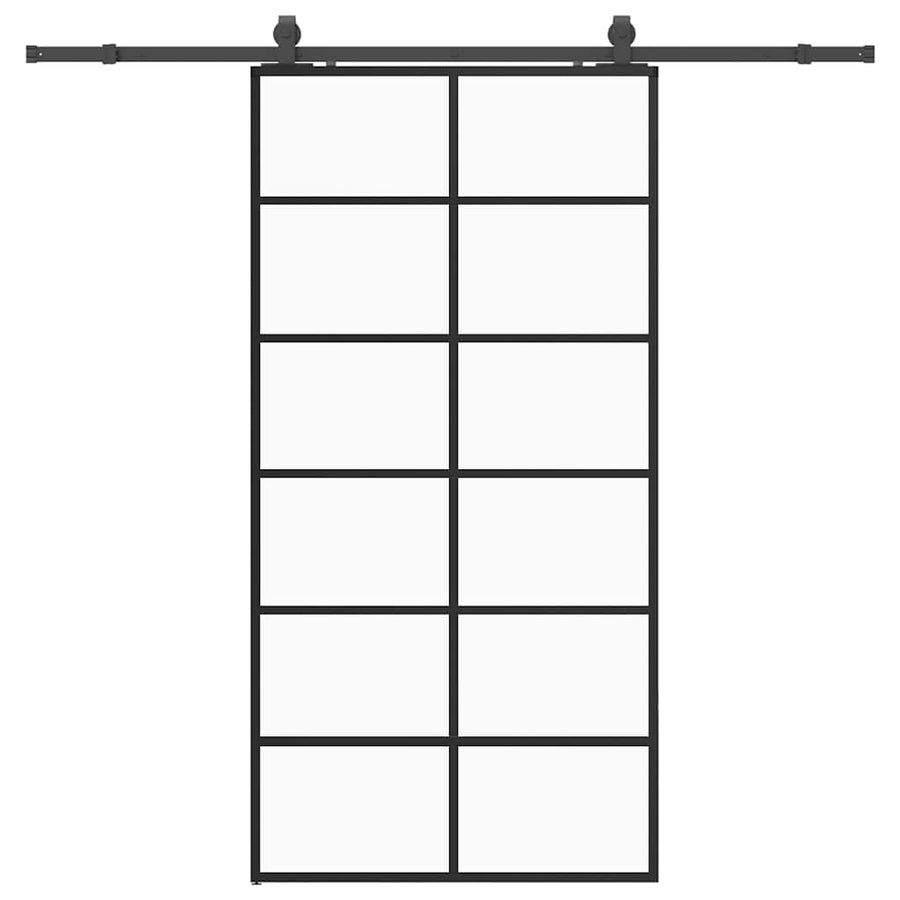 Schuifdeur met beslagset 90x205 cm ESG glas zwart