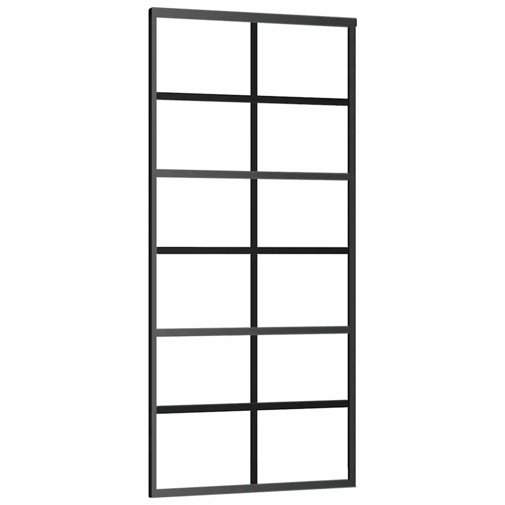 Schuifdeur met beslagset 90x205 cm ESG glas zwart