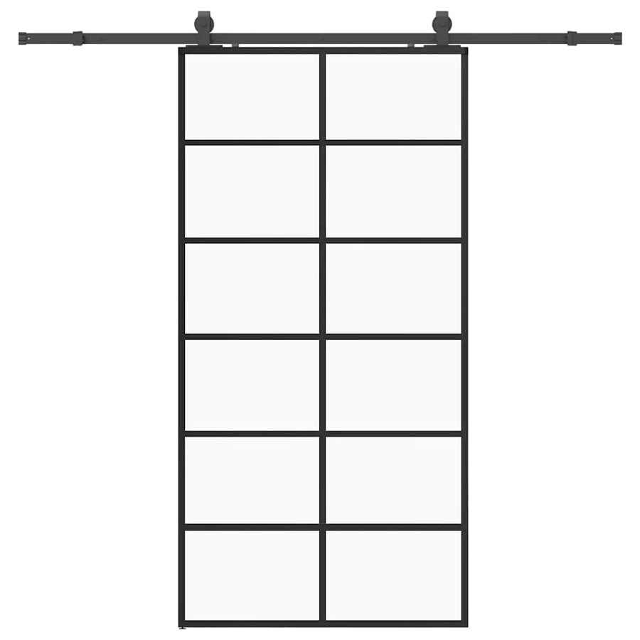 Schuifdeur met beslagset 102x205 cm ESG glas zwart