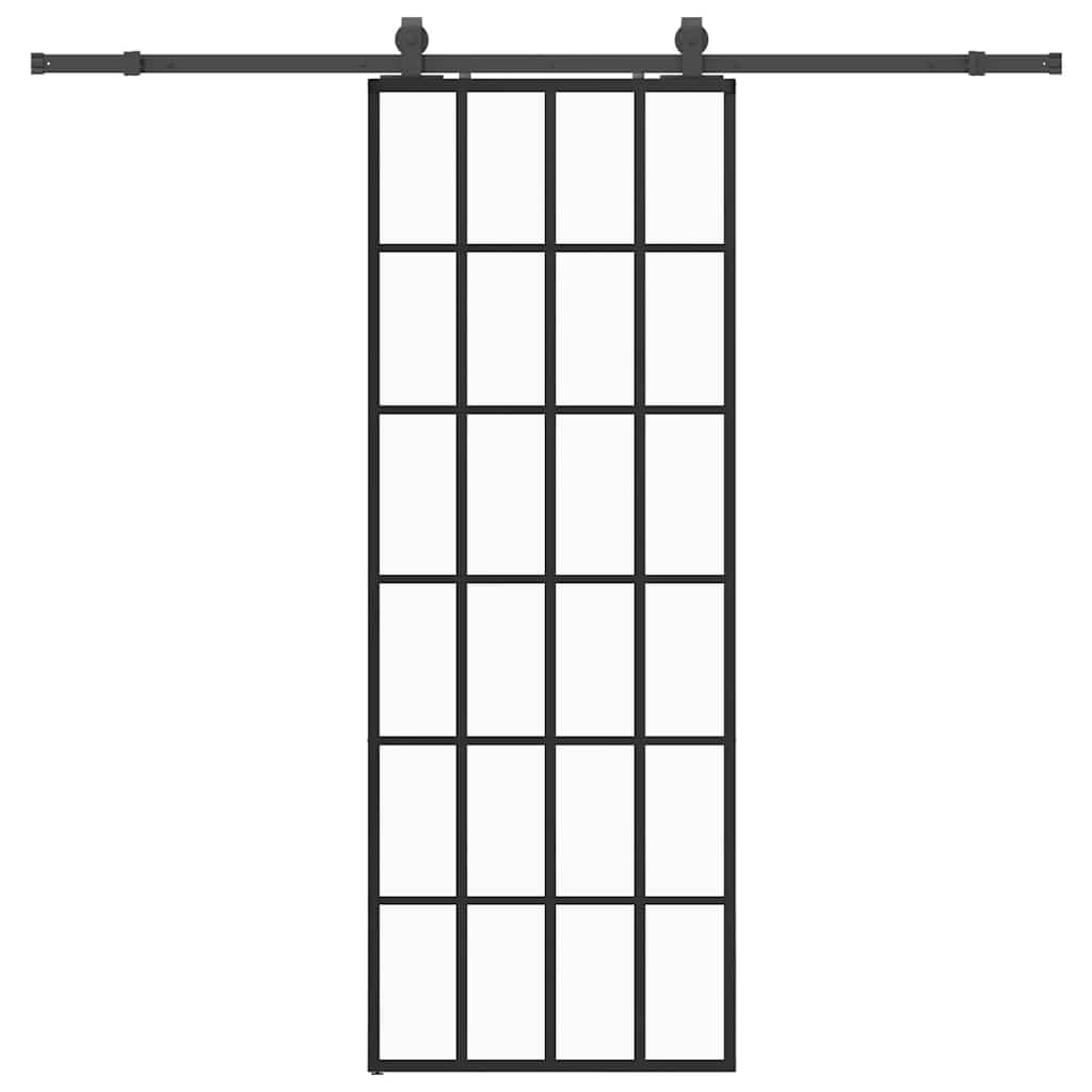 Schuifdeur met beslagset 76x205 cm ESG glas zwart