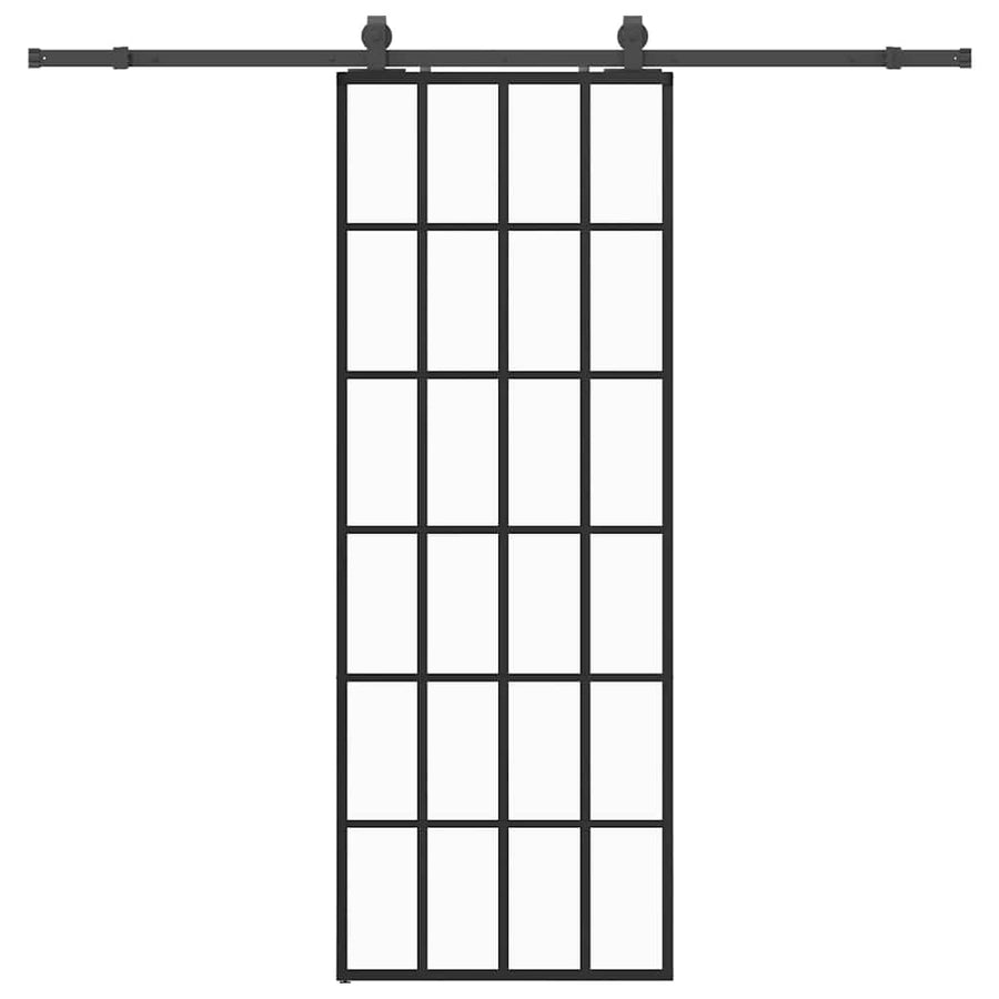 Schuifdeur met beslagset 76x205 cm ESG glas zwart