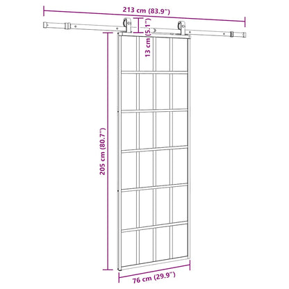 Schuifdeur met beslagset 76x205 cm ESG glas zwart