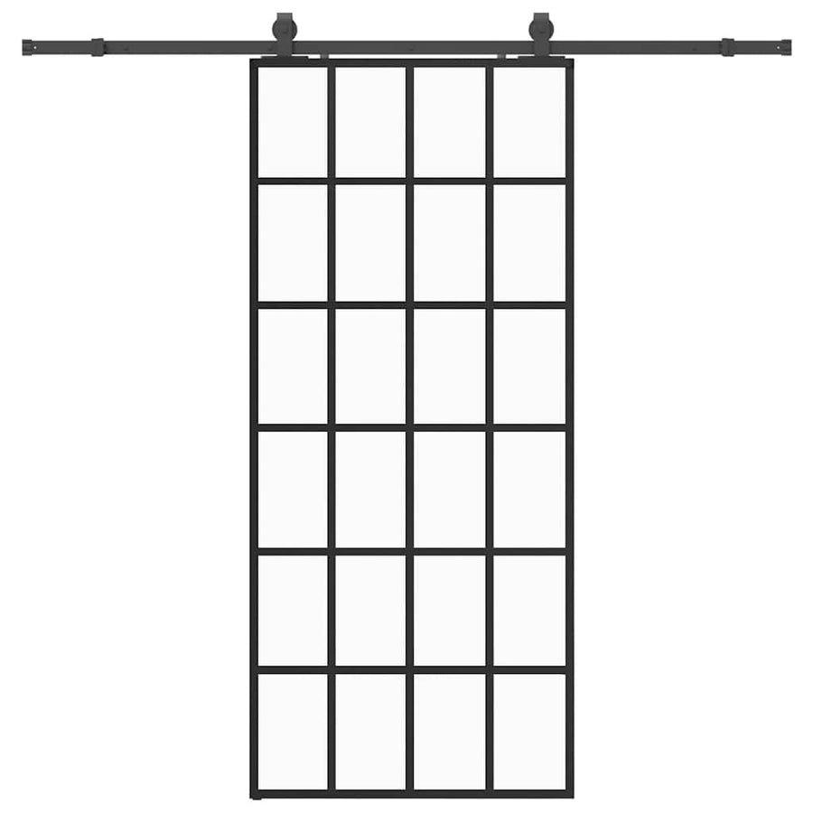 Schuifdeur met beslagset 90x205 cm ESG glas zwart